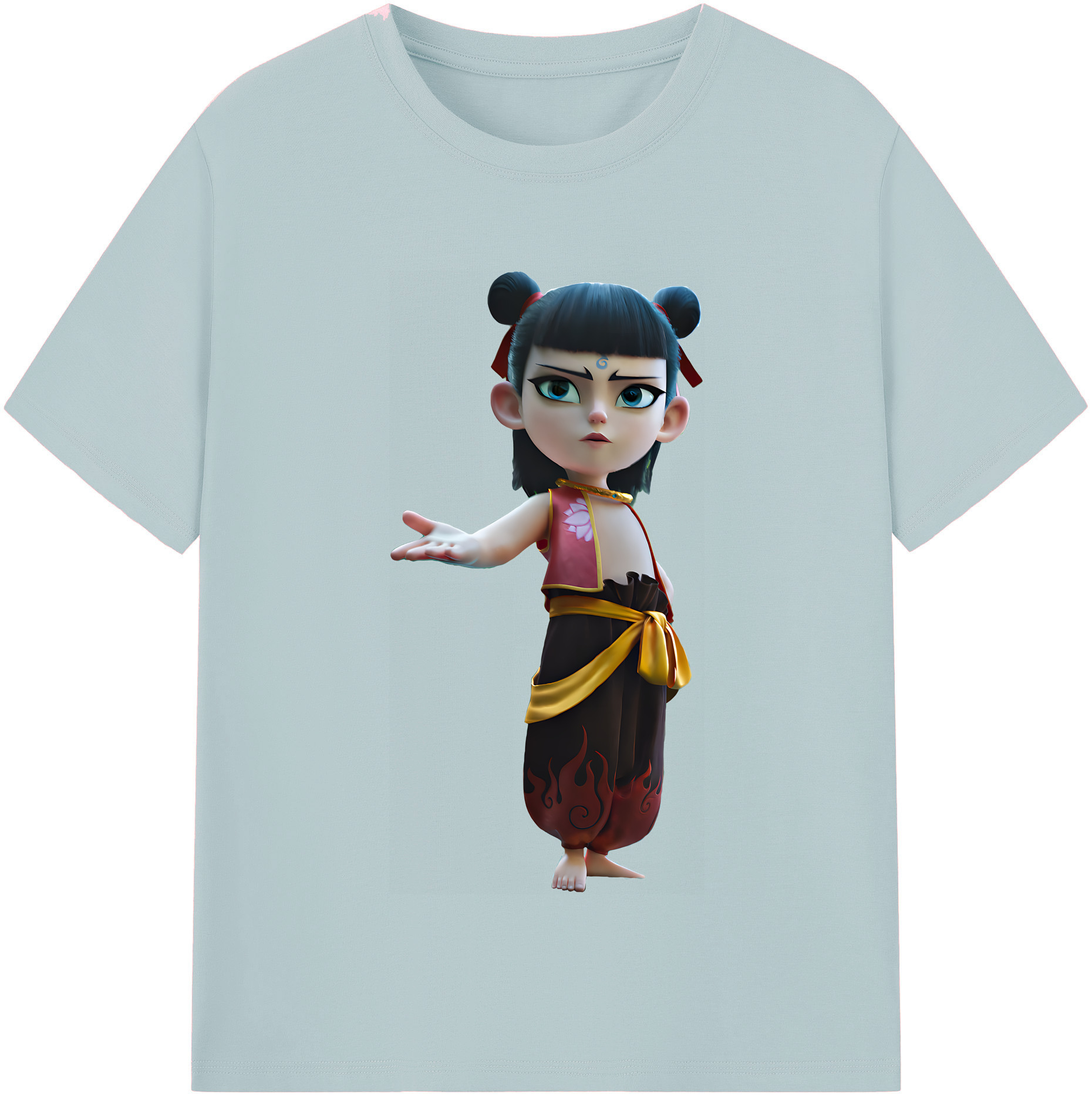 （画像用） Ne Zha 2 ナタ 魔童の大暴れ 綿100％半袖Tシャツ（フロントプリント）